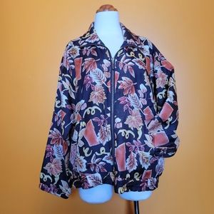 Vintage 80s Silk Windbreaker Zip Up Jacket Studio Sportif